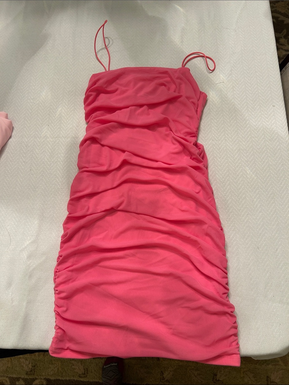 Hoco! Hello Molly size 6 candy Pink Ruched Spaghetti Strap Mini Dress
